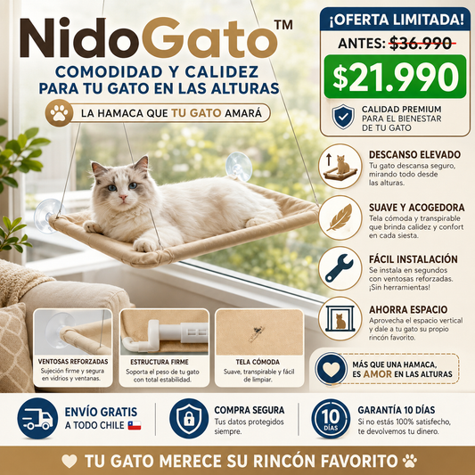 NidoGato™ | comodidad y calidez para tu gato en las alturas.