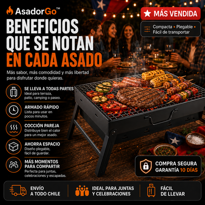 AsadorGo™ | tu asado perfecto para estas fiestas, a donde quieras llevarlo.