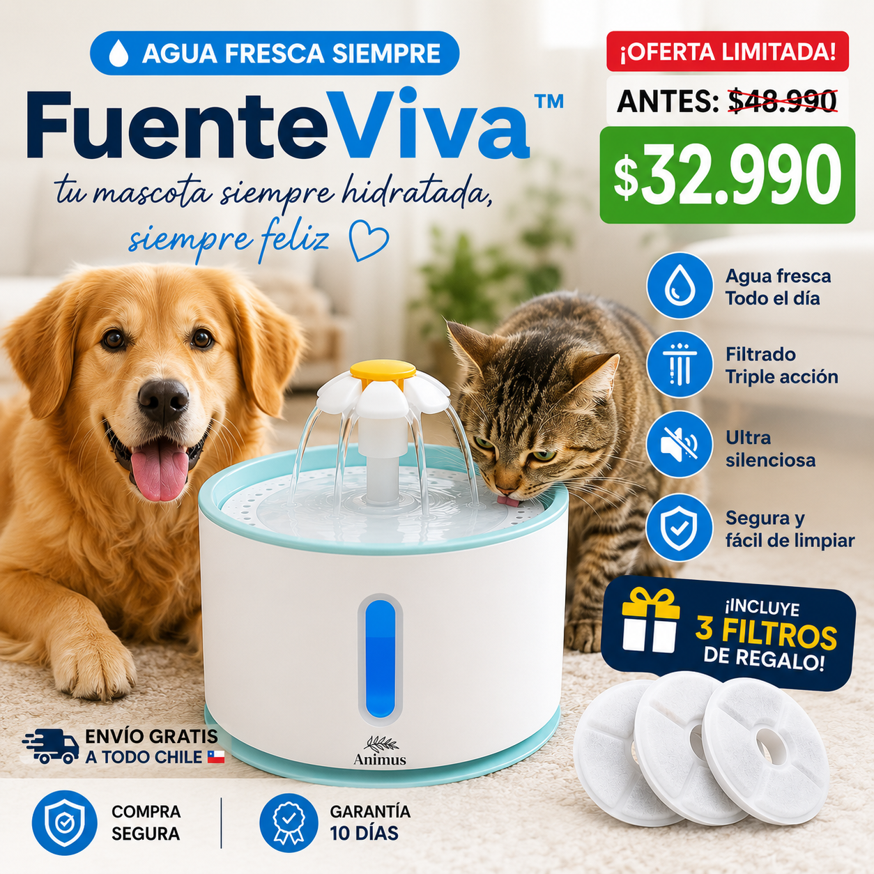 FuenteViva™ | tu mascota siempre hidratada, siempre feliz.