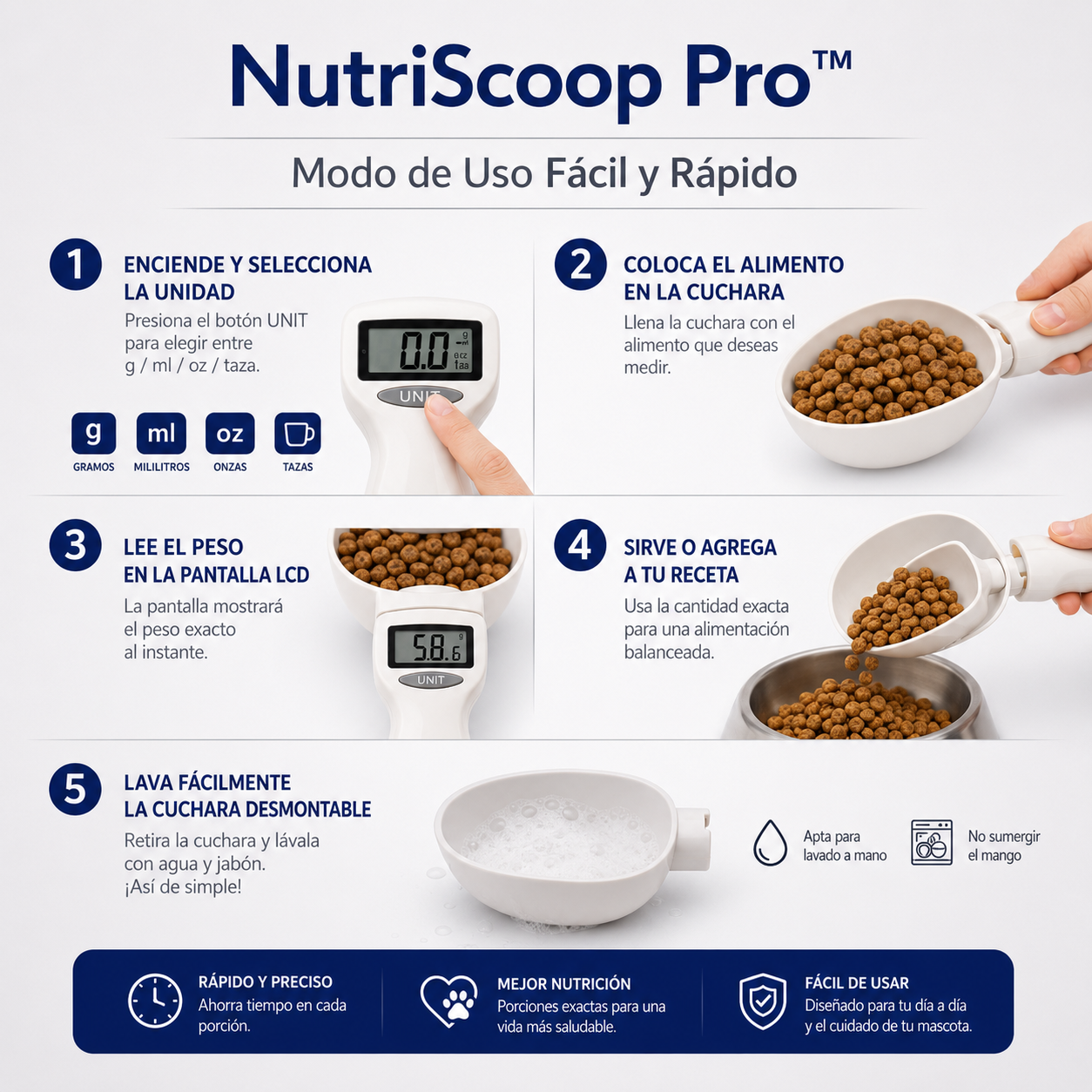 NutriScoop Pro™ | Cuchara Báscula Digital para mascotas y cocina