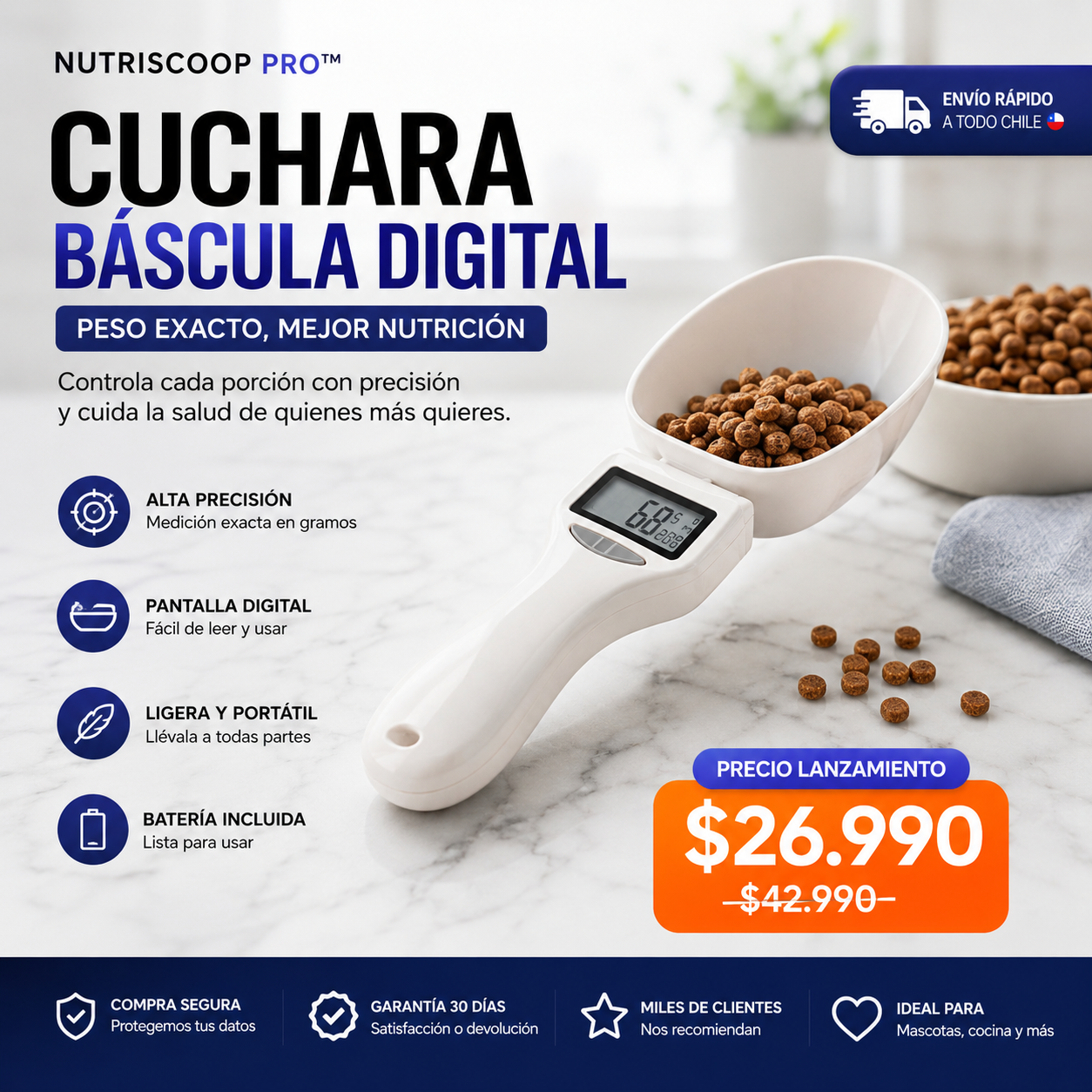 NutriScoop Pro™ | Cuchara Báscula Digital para mascotas y cocina