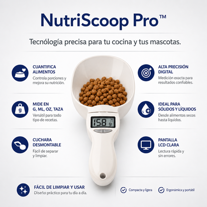 NutriScoop Pro™ | Cuchara Báscula Digital para mascotas y cocina