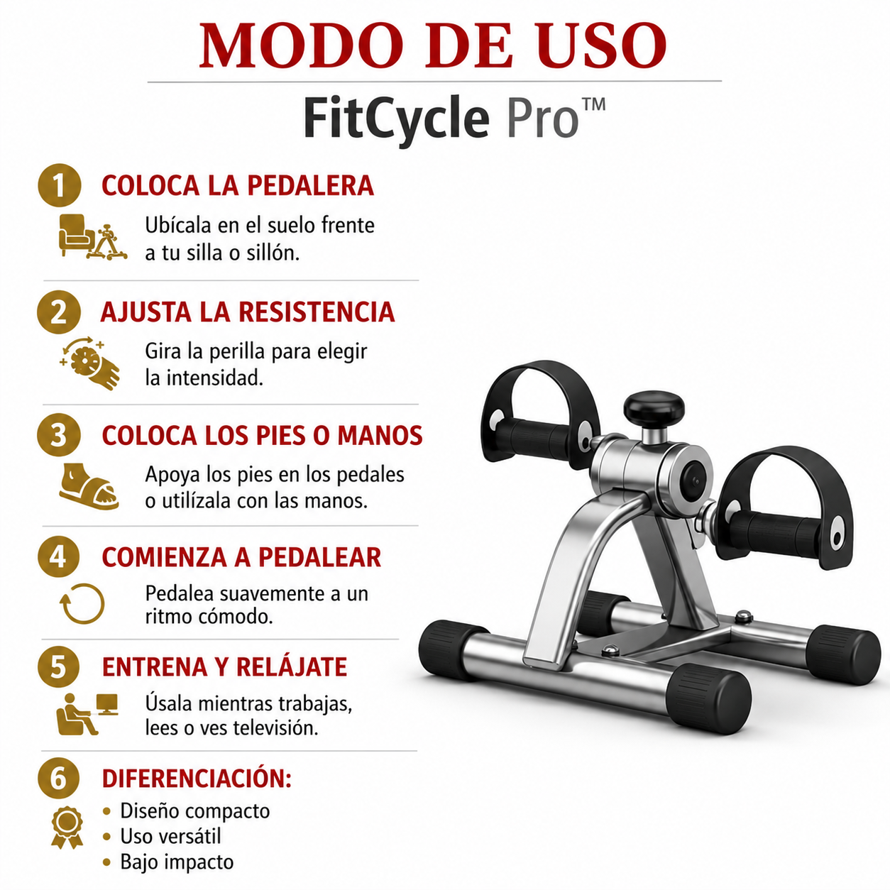FitCycle Pro™ | Ejercita piernas y mejora tu resistencia sin salir de casa.