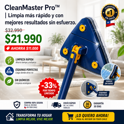 CleanMaster Pro™ | Limpia más rápido y con mejores resultados sin esfuerzo.