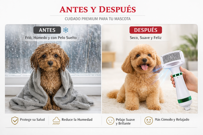 FurDry Pro™ | seca, cepilla y elimina el pelo suelto de tu mascota en minutos.